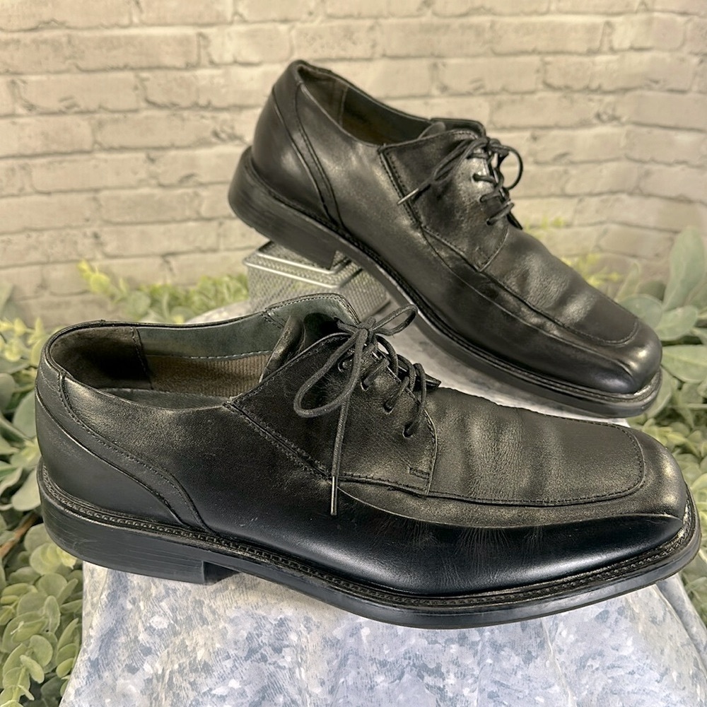 DOCKERS “Perspective” Black Leather Square Toe Dress Oxfords Mens 9.5M🖤VGUC